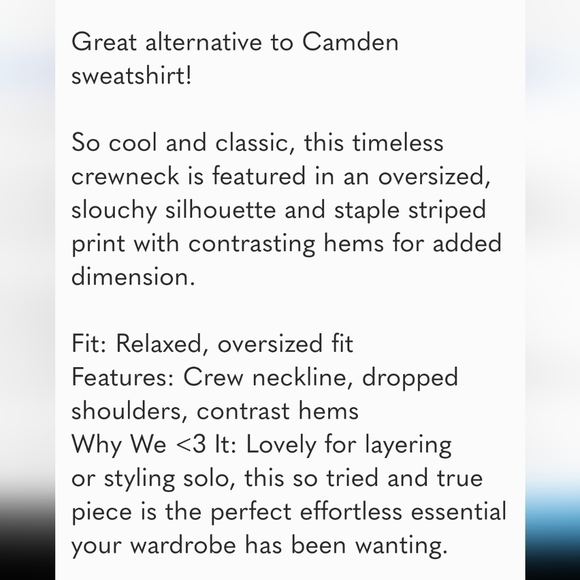 Free People Classic Striped Oversized Crewneck Sweatshirt  Sweater NEW! - Picture 6 of 7